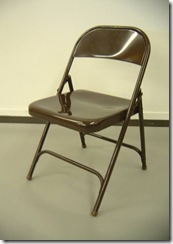 steel folding chair - fold, apply to back of belligerent customer