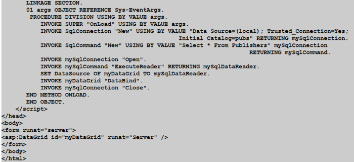 My first, and last, COBOL.NET Web Application