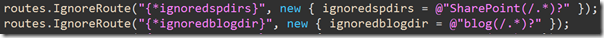 code setting routes to ignore blog dir